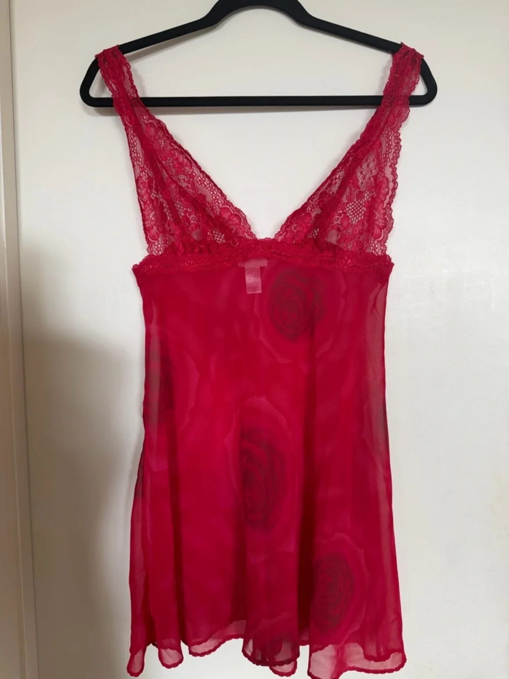 La Senza Lingerie Red Sheer Lace Babydoll Nightgown Size L - Picture 3 of 7